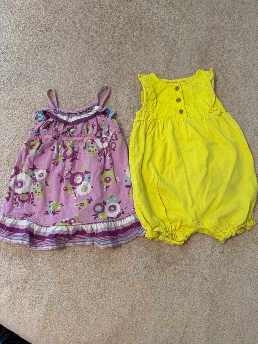 Old Navy/Carter’s Dress & Romper Set Toddler Purple Dress & Yellow Romper